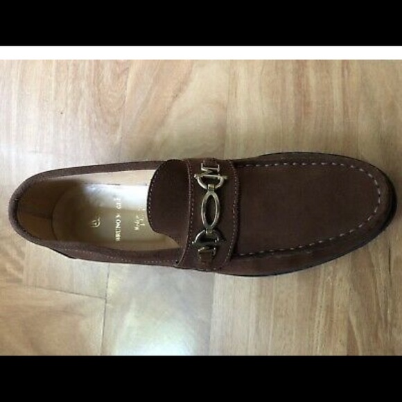 Suede Brown Loafers W/designer Logo Heel - Picture 2 of 11